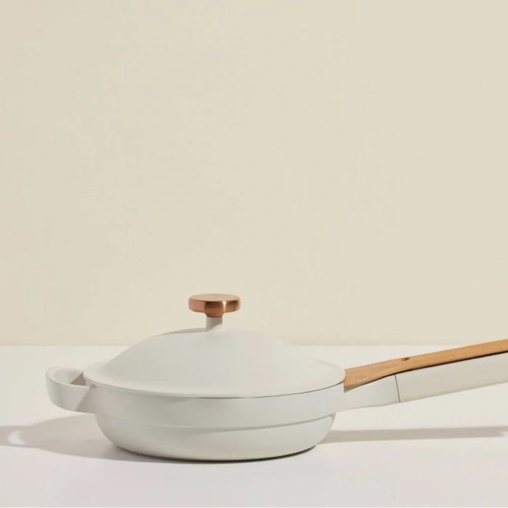 OUR PLACE NWT 3pc aluminum ceramic nonstick mini always pan set -cream